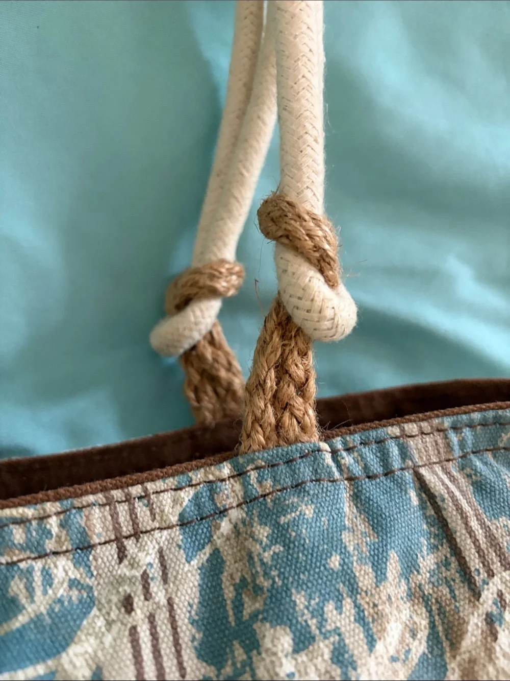 Canvas Tote Bag with Yellow Sand Dollar Appliqué - Blue/Yellow